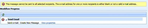 The e-mail address for one or more recipients is either blank or not a valid e-mail address
