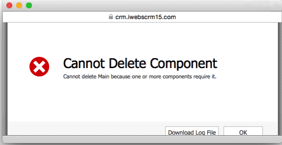 CRM Cannot Delete Component