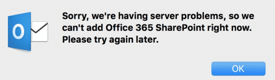 we can't add Office 365 SharePoint right now